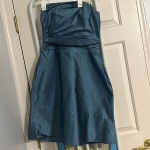 Strapless crepe blue dress for any occasion